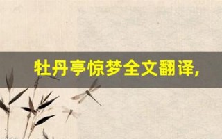 牡丹亭惊梦全文翻译,牡丹亭惊梦讲了什么,牡丹亭惊梦经典句子