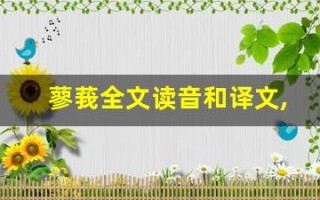 蓼莪全文读音和译文,蓼莪讲了什么,蓼莪经典句子