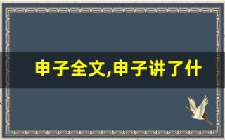 申子全文,申子讲了什么,申子经典句子