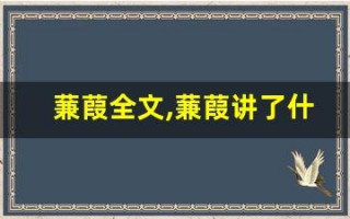 蒹葭全文,蒹葭讲了什么,蒹葭经典句子