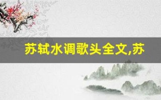 苏轼水调歌头全文,苏轼水调歌头讲了什么,苏轼水调歌头经典句子