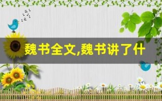 魏书全文,魏书讲了什么,魏书经典句子