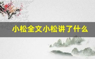 小松全文小松讲了什么,小松经典句子