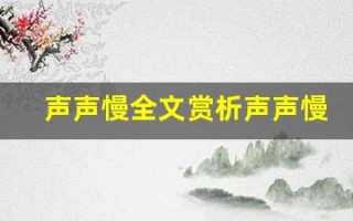 声声慢全文赏析声声慢讲了什么,声声慢经典句子