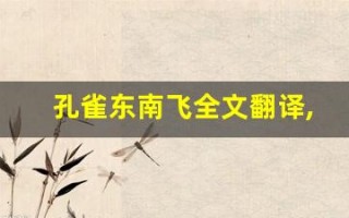 孔雀东南飞全文翻译,孔雀东南飞讲了什么,孔雀东南飞经典句子