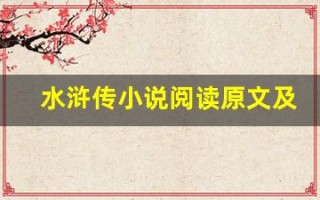 水浒传小说阅读原文及翻译,水浒传小说阅读全文,水浒传小说阅读翻译,水浒传小说阅读全诗解析