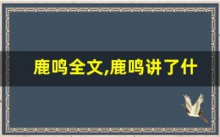 鹿鸣全文,鹿鸣讲了什么,鹿鸣经典句子